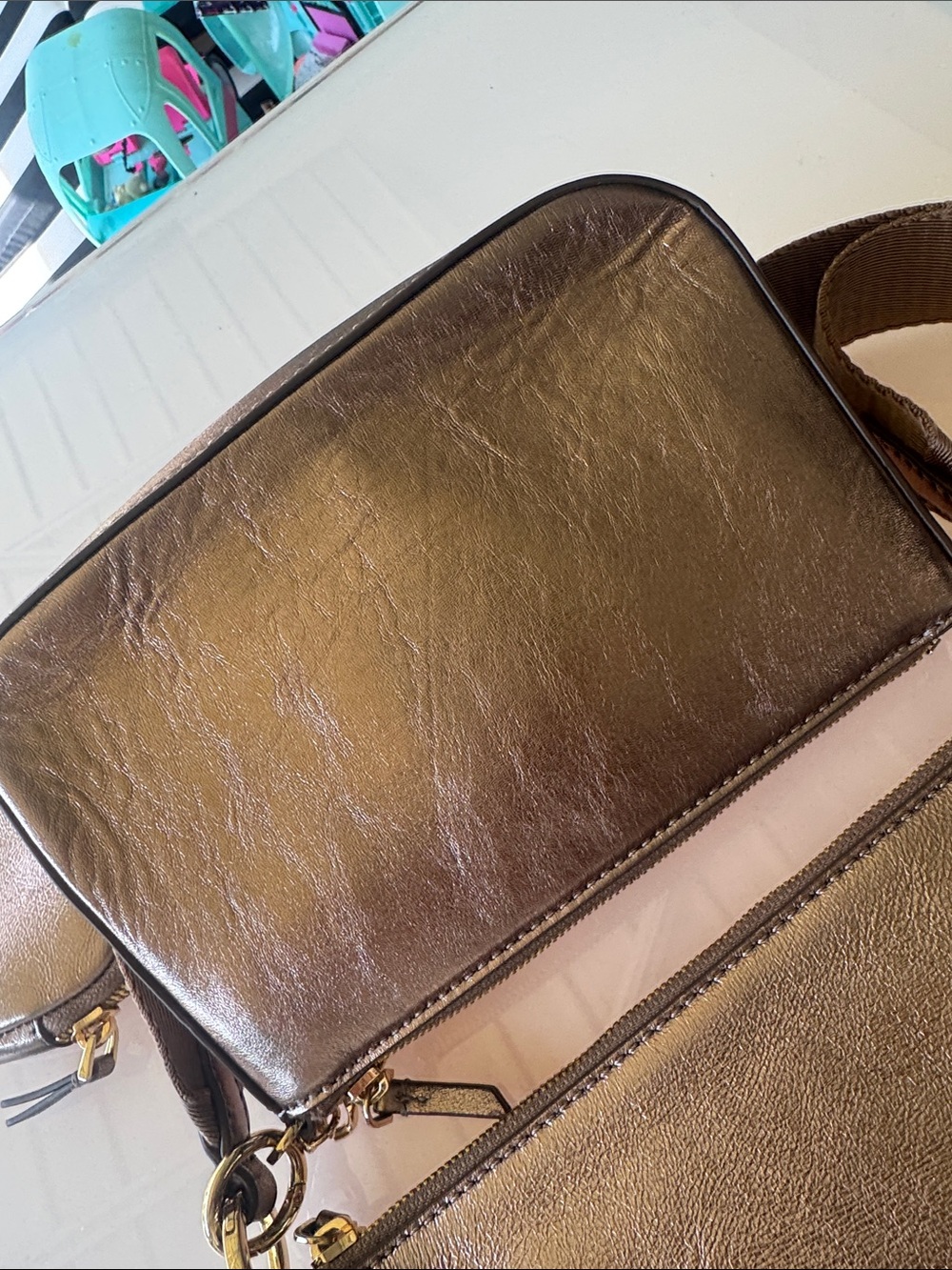 THREE BAGS!!! G by Giuliana Metallic Bronze Multiset Crossbody-Shoulder-Pouch - Picture 7 of 11